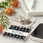God Jul Kerstmis Scandinavisch zwart patroon cadea Sleutelhanger (Voorkant Rechts)