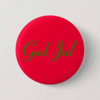 "God Jul" knapp röd. Ronde Button 5,7 Cm