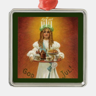 God Jul! Lucia met behandelingen Metalen Ornament