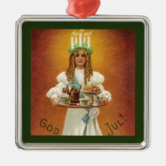 God Jul! Lucia met behandelingen Metalen Ornament (Voorkant)