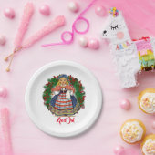 God jul Merry Kerstmis Zweedse Retro Doll Papieren Bordje (Feest)