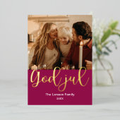 God jul, Noorse en Zweedse kerst Folie Feestdagenkaart (Staand Voorkant)