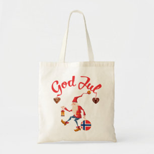 God jul noorse kerst noorwegen tomte gno tote bag