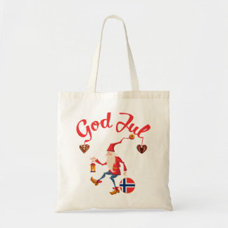 God jul noorse kerst noorwegen tomte gno tote bag