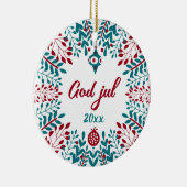 God jul, Norwegian Christmas Greeting Keramisch Ornament (Rechts)