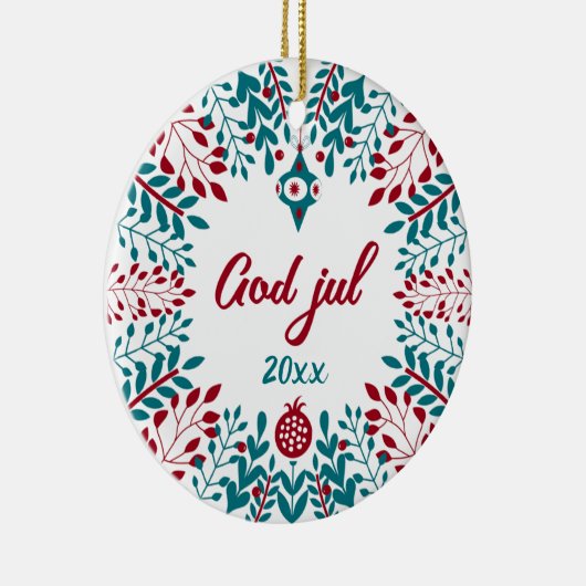 God jul, Norwegian Christmas Greeting Keramisch Ornament (Rechts)