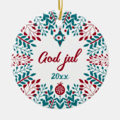 God jul, Norwegian Christmas Greeting Keramisch Ornament (Voorkant)