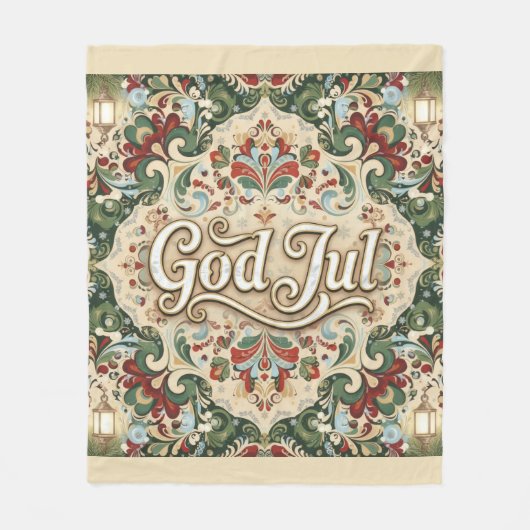 God Jul Norwegian Norway Christmas Fleece Blanket (Voorkant)