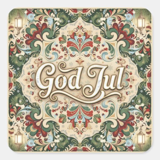 God Jul Norwegian Norway Christmas Stickers (Voorkant)