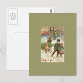 "God jul!" of kleine kinderen in de sneeuw Briefkaart (Voorkant / Achterkant)