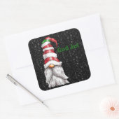 God Jul Red Gnome Square Sticker (Envelop)