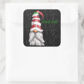 God Jul Red Gnome Square Sticker (Tas)