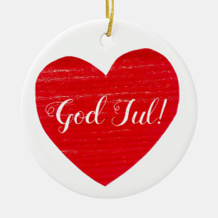 God jul! Rode Hart Gepersonaliseerd Keramisch Ornament