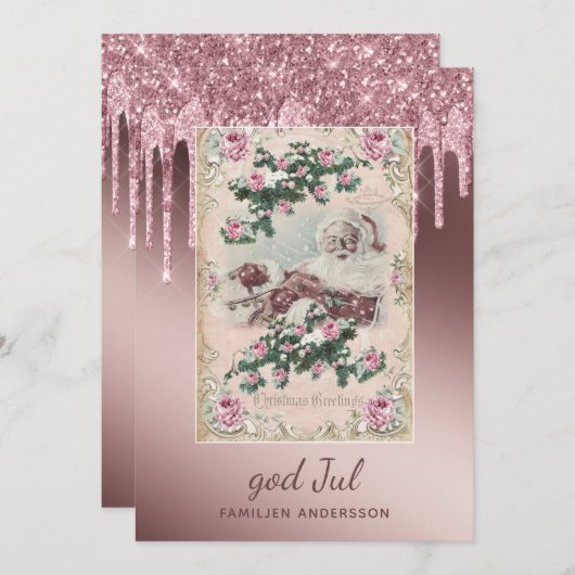 god jul Roos Gold Glitter bestuurt kerstmis (Voorkant / Achterkant)
