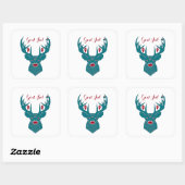 God jul Scandinavian Blue en Red Reindeer Vierkante Sticker (Vel)
