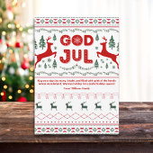 God Jul Scandinavisch Patroon Kerstmis Groet Feestdagenkaart