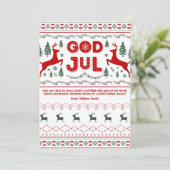 God Jul Scandinavisch Patroon Kerstmis Groet Feestdagenkaart (Staand voorkant)
