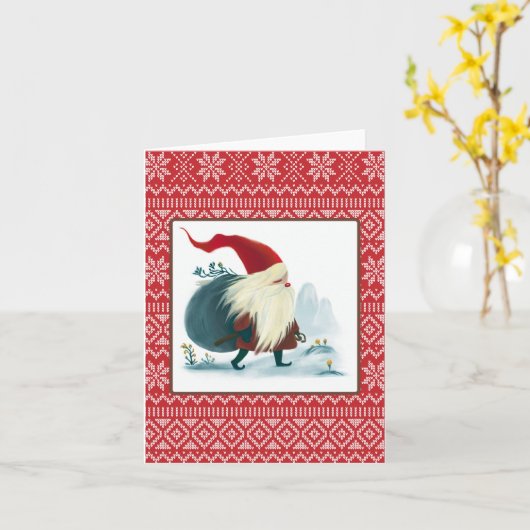 God jul, Scandinavische Kerstmis Kaart (Gele Bloem)