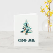 God jul, Scandinavische Kerstmis Kaart (Gele Bloem)
