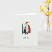 God jul, Scandinavische Kerstmis Kaart (Gele Bloem)