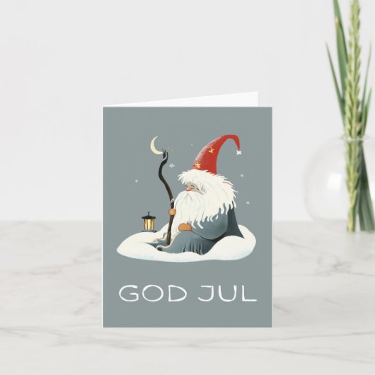 God jul, Scandinavische Kerstmis Kaart (Voorkant)