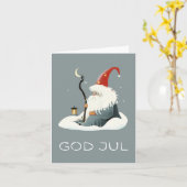 God jul, Scandinavische Kerstmis Kaart (Gele Bloem)