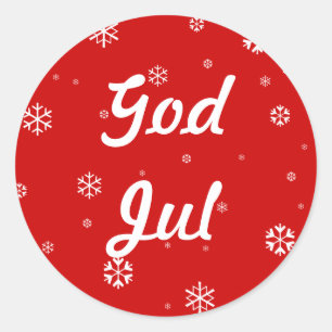 God Jul Snowflakes Ronde Sticker