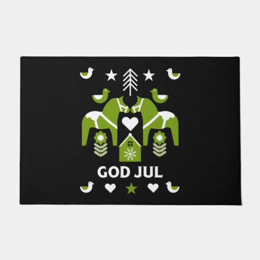 God Jul Swedish Folk Art Deurmat (Voorkant)