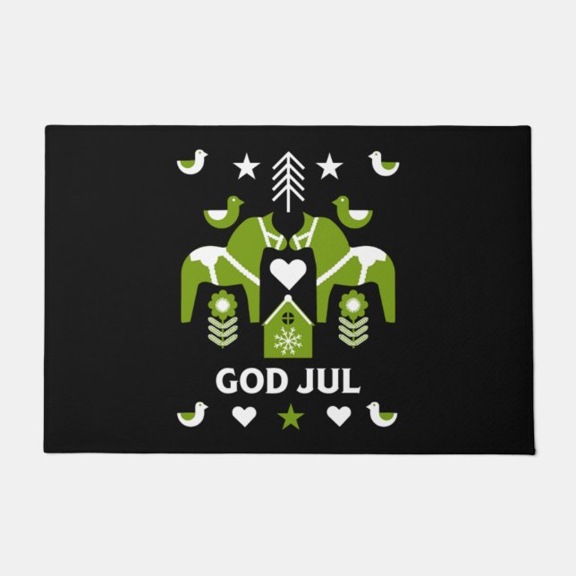 God Jul Swedish Folk Art Deurmat (Voorkant)