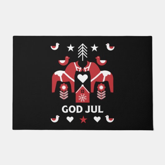 God Jul Swedish Folk Art Deurmat (Voorkant)