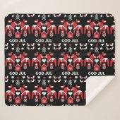 God Jul Swedish Folk Art Sherpa Blanket Deken (Voorkant (horizontaal))
