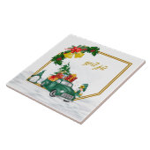 God jul Swedish Gnomen Green Couple Ceramic Tile Tegeltje (Zijkant)