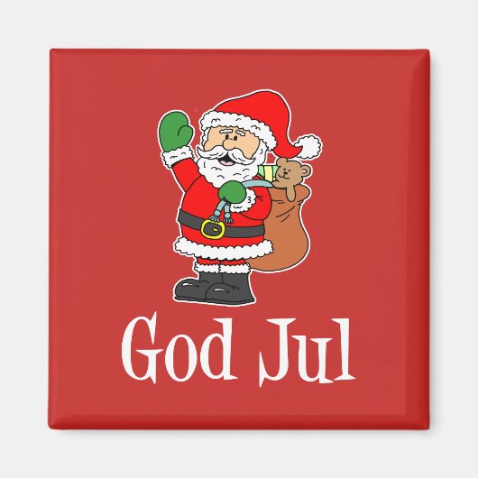 God jul Swedish KerstSanta Magnet (Voorkant)