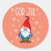 God Jul, Swedish Tomte Gnome, Scandinavian Merry Ronde Sticker (Voorkant)
