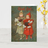 God Jul vouwde Wenskaart Kaart (Gele Bloem)