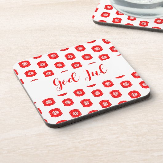 God Jul Vrolijk Kerstfeest Scandinavisch patroon c Bier Onderzetter (Linkerzijde)