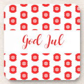God Jul Vrolijk Kerstfeest Scandinavisch patroon c Bier Onderzetter (Voorkant)