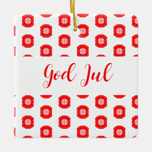 God Jul Vrolijk Kerstfeest Scandinavisch patroon c Keramisch Ornament (Voorkant)
