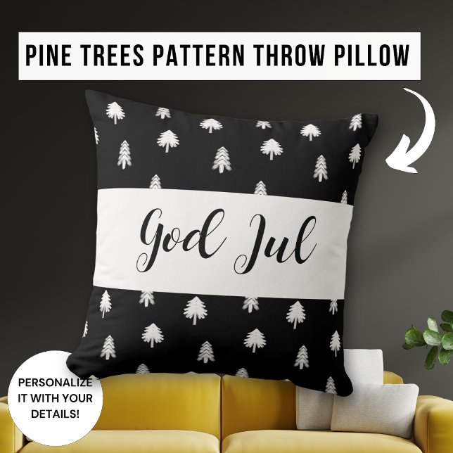 God Jul Vrolijk Kerstfeest Scandinavisch patroon c Kussen (Creator heeft geüpload)