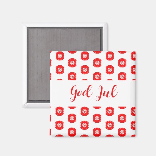 God Jul Vrolijk Kerstfeest Scandinavisch patroon c Magneet (Voorkant / Achterkant)