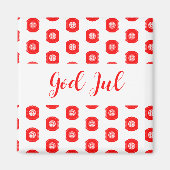 God Jul Vrolijk Kerstfeest Scandinavisch patroon c Magneet (Voorkant)