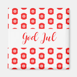 God Jul Vrolijk Kerstfeest Scandinavisch patroon c Magneet