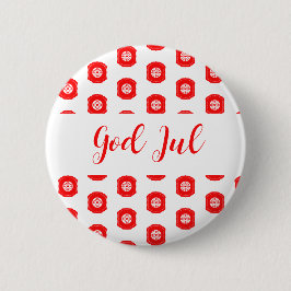 God Jul Vrolijk Kerstfeest Scandinavisch patroon c Ronde Button 5,7 Cm