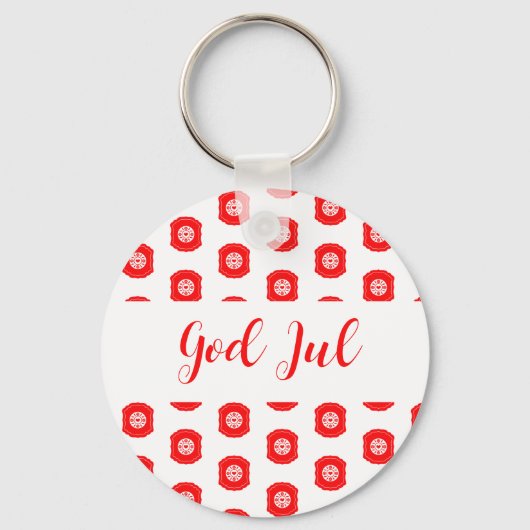 God Jul Vrolijk Kerstfeest Scandinavisch patroon c Sleutelhanger (Voorkant)