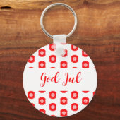 God Jul Vrolijk Kerstfeest Scandinavisch patroon c Sleutelhanger (Voorkant)
