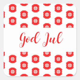 God Jul Vrolijk Kerstfeest Scandinavisch patroon c Vierkante Sticker