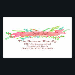 God Jul, watercolor Christmas banner Rechthoekige Sticker<br><div class="desc">Kerstbanner met heilige en bessen,  handbeschilderde waterverf met handbeschilderd adreslabel voor waterverf,  perfect voor een feestelijke feestkaart of uitnodiging. Maak uw vakantiepost uit de traditionele kaarten met deze handbeschilderde waterverf banners</div>