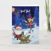 God Jul Whimsical Julenisse Fairy & Santa Magical Feestdagen Kaart (Voorkant)
