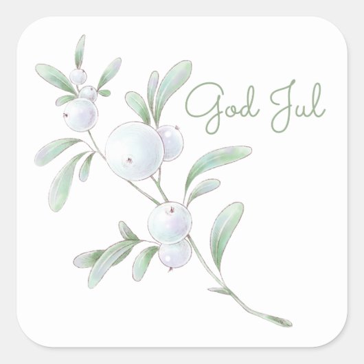 God jul White Winter Berries Square Sticker (Voorkant)