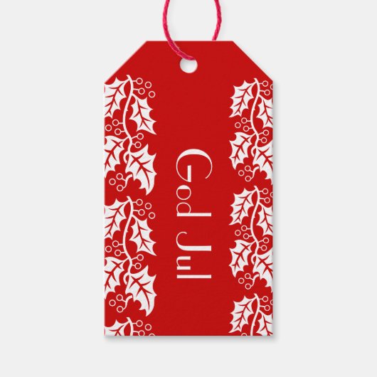 God jul witte heiligen in rood - cadeaulabel (Voorkant)